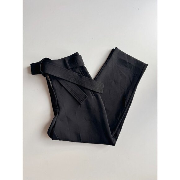 Aritzia WILFRED Jallade Black Crepe High Waisted Tie Front Trouser Pants, Size 6 - Picture 1 of 14